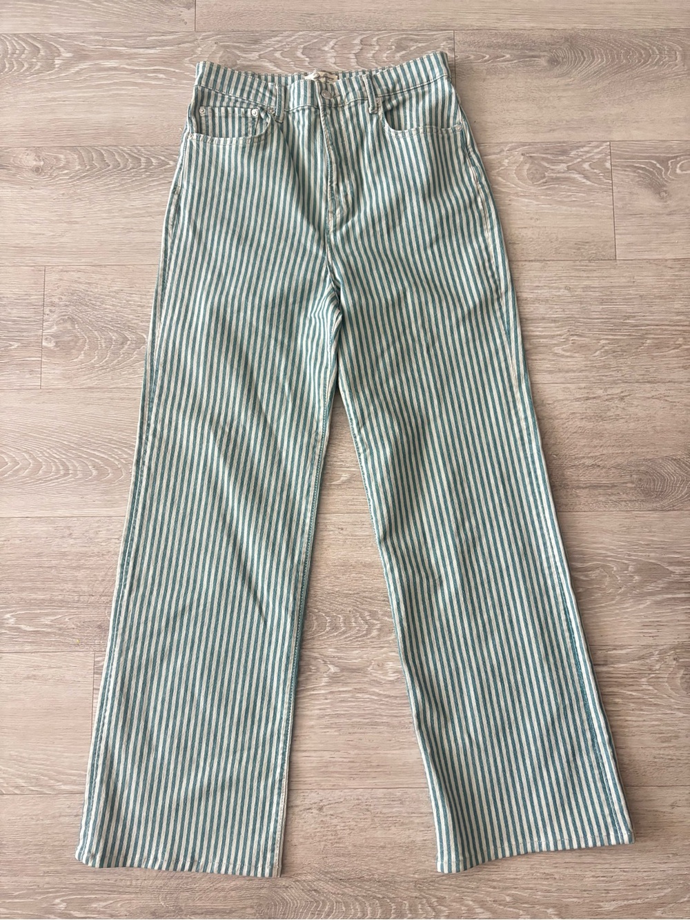 Free People Astoria Wide Leg Jeans in Peppermint Stripe - Picture 6 of 9